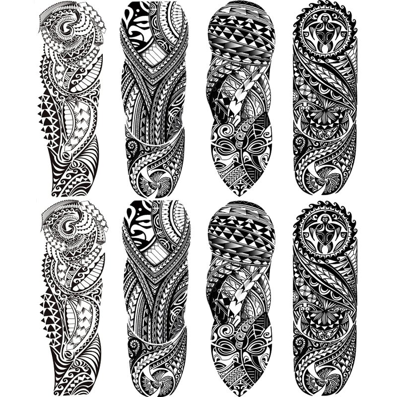 Leoars Tattoos Sleeve 8-Sheet Large Full Sleeve Tattoos Fake Sleeve Men Tattoos Makeup Set for Party - Image 1